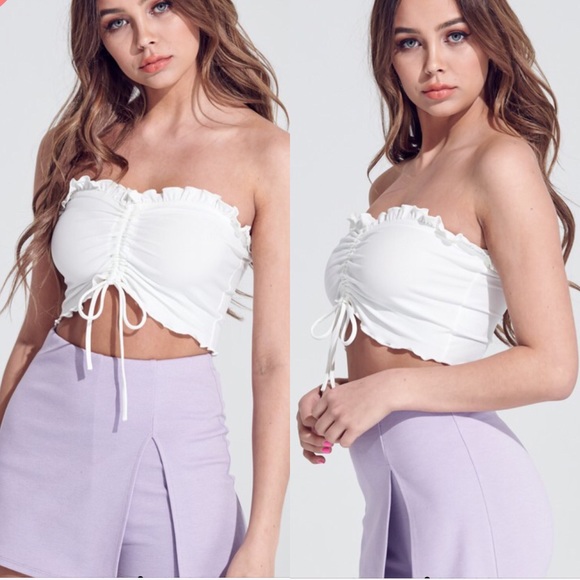 Ruched Drawstring Crop Top - Picture 2 of 6